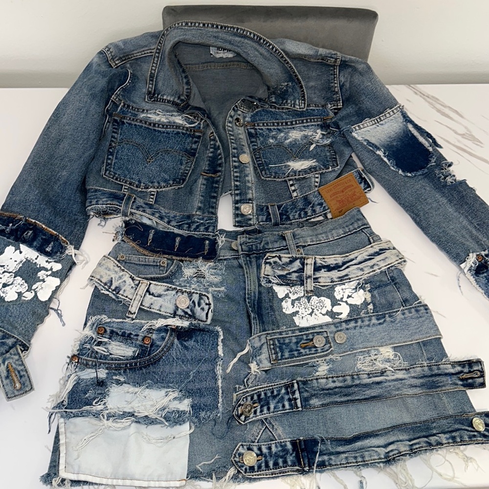 Authentic Custom Two piece Skirt Set Denim Tears / Levi combined.